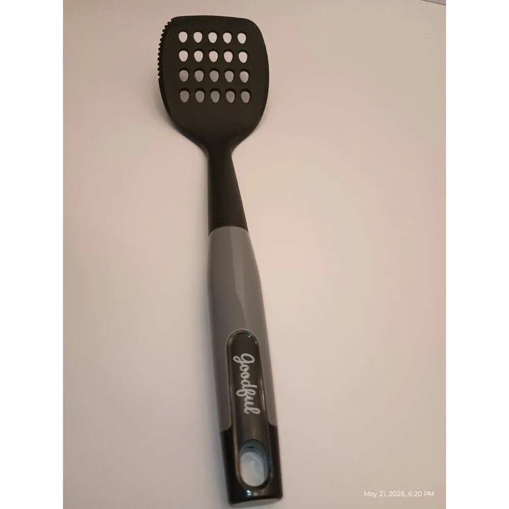 Goodful Slotted Turner Spatula, Black/Gray, Handle, Solid Pattern. NICE!